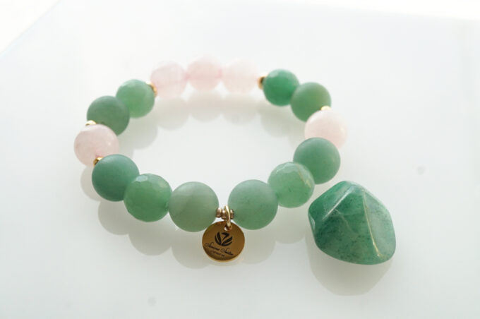 suurte helmestega käevõru roosa kvarts ja aventuriin aventuriin ja roosa kvarts käevõru