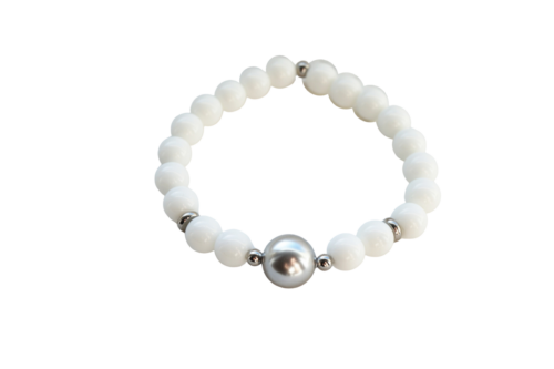 käevõru kaltsedon swarovski pärliga käevõru poolvääriskivist