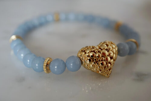 kuldse südamega poolvääriskivist käevõru angeliit käevõru