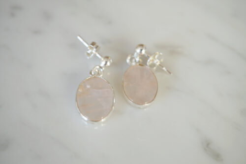 hõbedast kõrvarõngad roosa kvartsiga